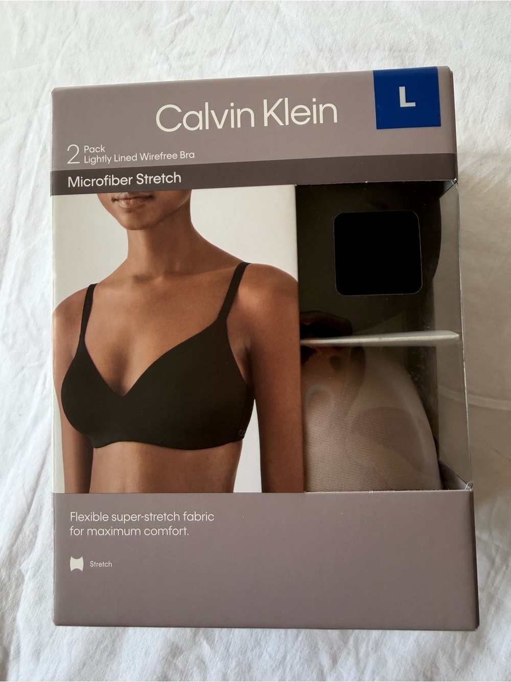 Calvin Klein Microfiber Stretch Lightly Lined Wirefree Bra - Black & Nude